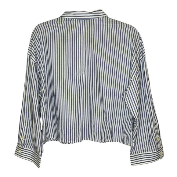 Everlane NWT Striped Cotton Button Down Top Blue White Coastal Minimalist L - Picture 2 of 8